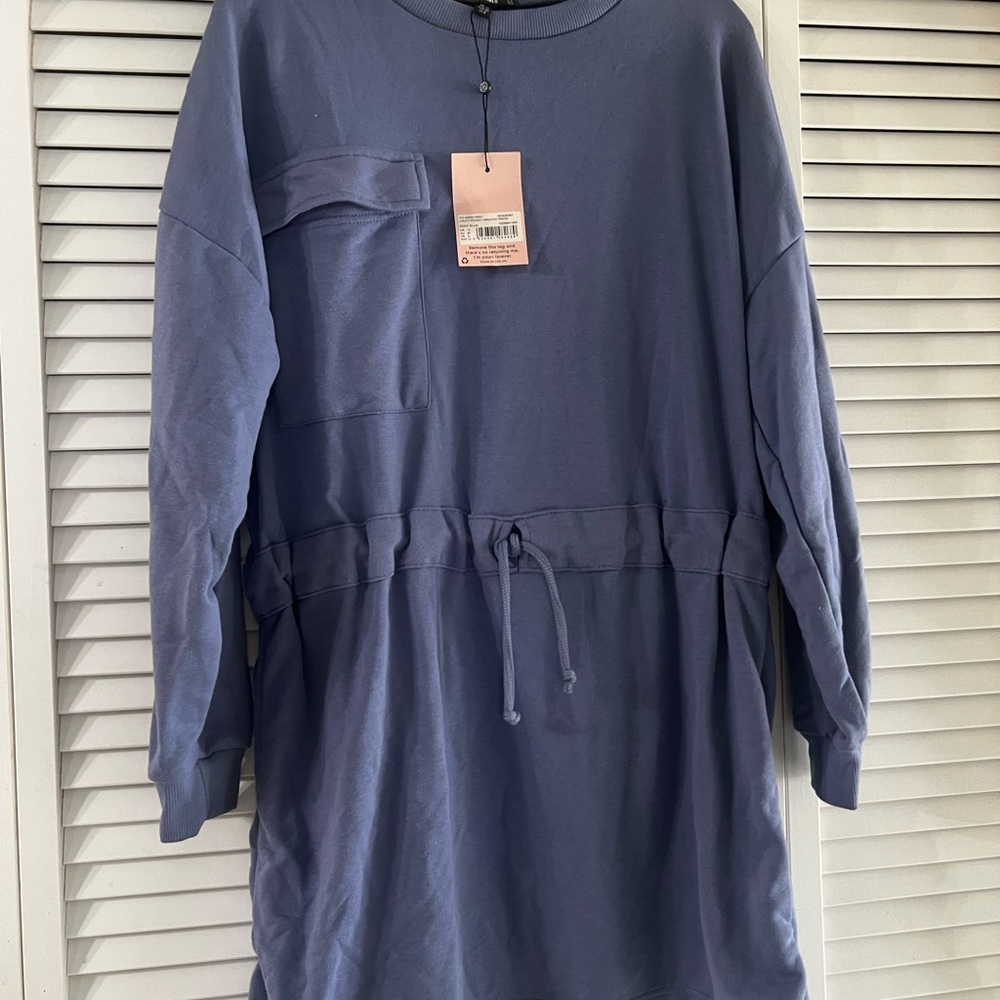 Casual Blue Long Sleeve Dress